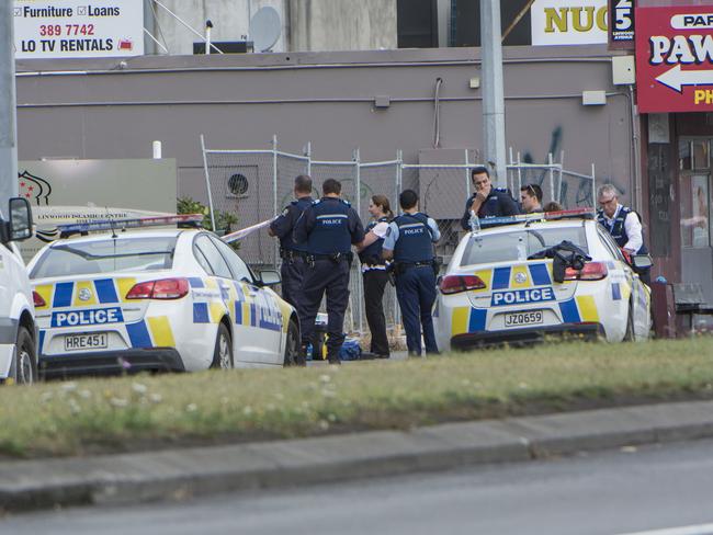 Police are seen at the Linwood Islamic Centre in Christchurch, New Zealand, after the shooting spree. Picture: AAP