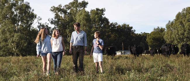 Deanna and Nick Austin with their daughter, Ellie, 15, and son, Harry, 12, on Mundarlo. Picture: Dannika Bonser