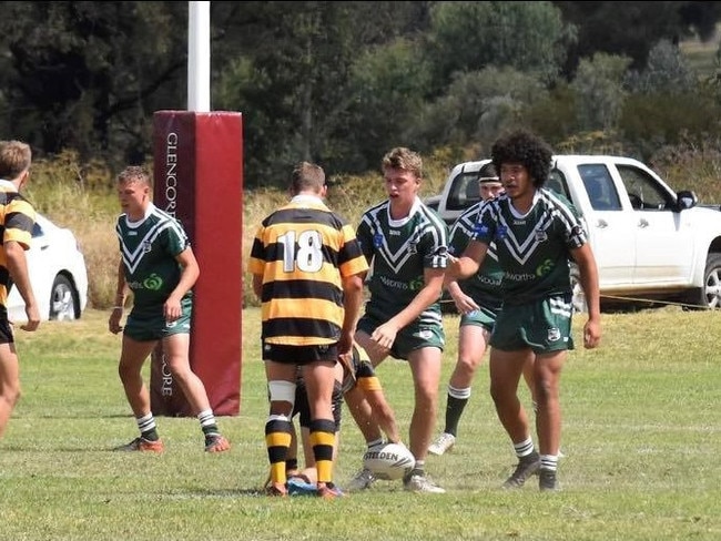 Kaydden Hoad (left) and Malakai Folau of the Western Rams. Picture: SM Photography