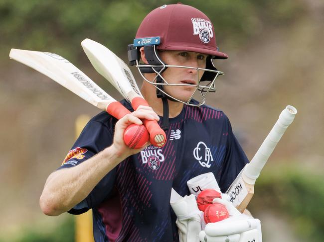 Test batsman Marnus Labuschagne at Allan Border Field training with the Queensland Bulls on Thursday. Picture Lachie Millard