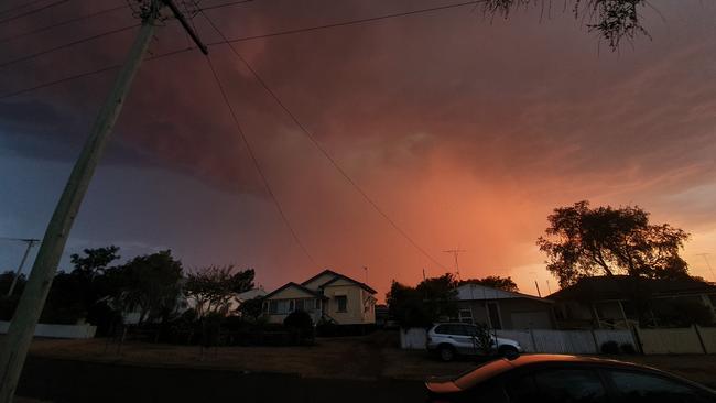 The storm front that rolled through Toowoomba last night.