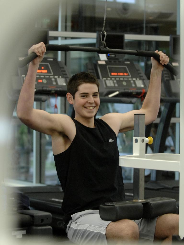 A young Sam in the gym.