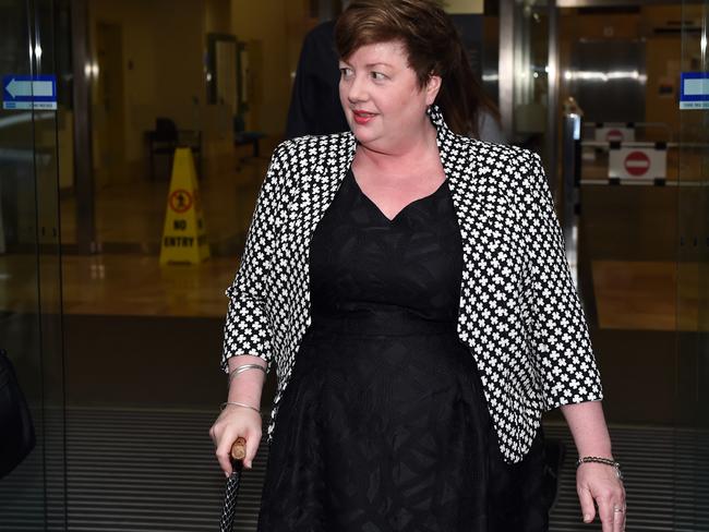 Louisa Hope leaves the Lindt Cafe siege inquest after giving evidence. Picture: AAP Image/Paul Miller