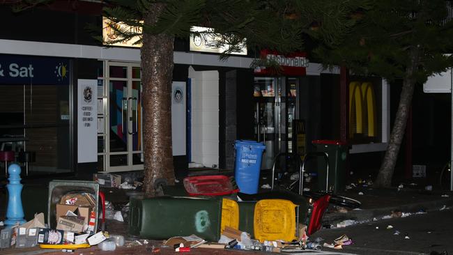 Bins were strewn around the area, toilet rolls were thrown into trees and into parks. Picture: Bill Hearne