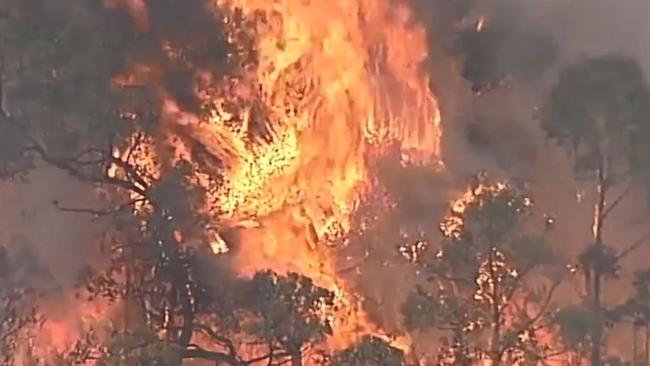 The fast-moving bushfire is threatening homes. Picture: 7 News