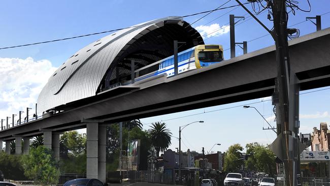 A concept design of a sky rail structure.