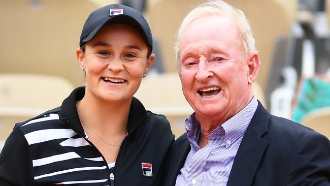 Rod Laver with Ash Barty after she won this year’s French Open.