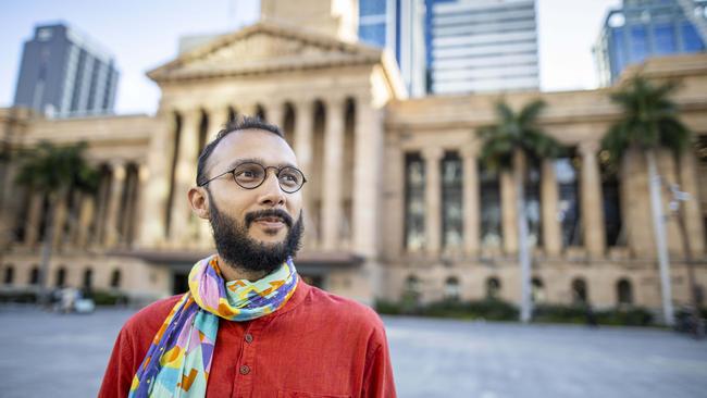 Winners are grinners. Cr Jonathan Sri could secure 65 to 75 per cent of the two-party preferred vote in The Gabba ward, one of the best results for the Greens in Australian political history. Picture: Glenn Hunt/The Australian