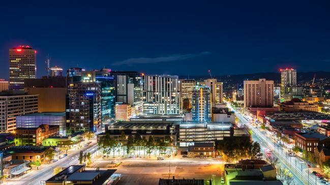 Adelaide CBD skyline illuminated at night. Picture: File