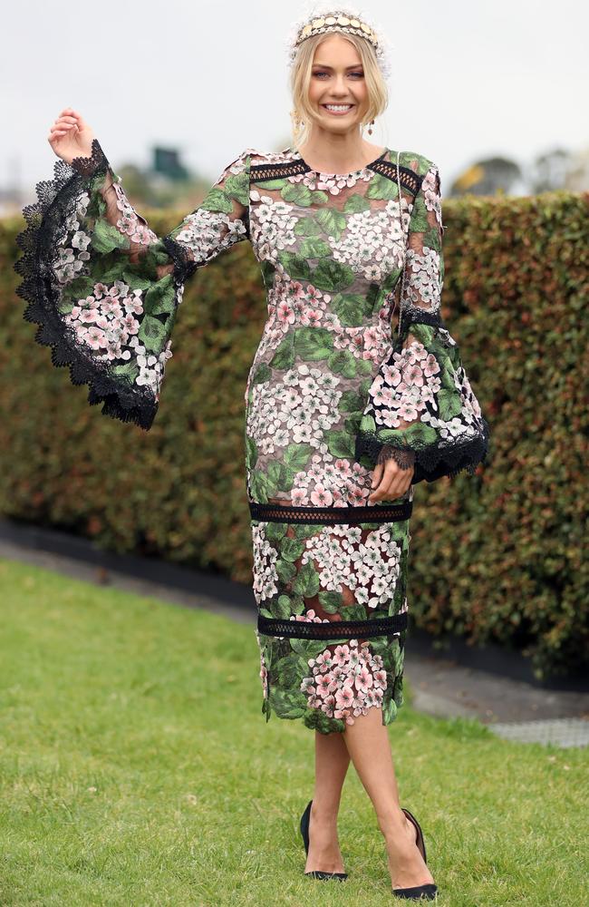 Model and <i>The Block </i>star Elyse Knowles at Caulfield Cup Day. Picture: Alex Coppel.