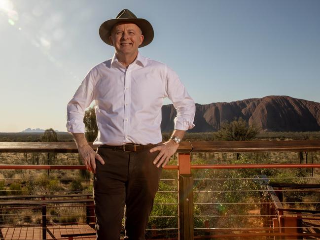 10-10-2023 - Prime minister Anthony Albanese at Uluru. Picture: Liam Mendes / The Australian