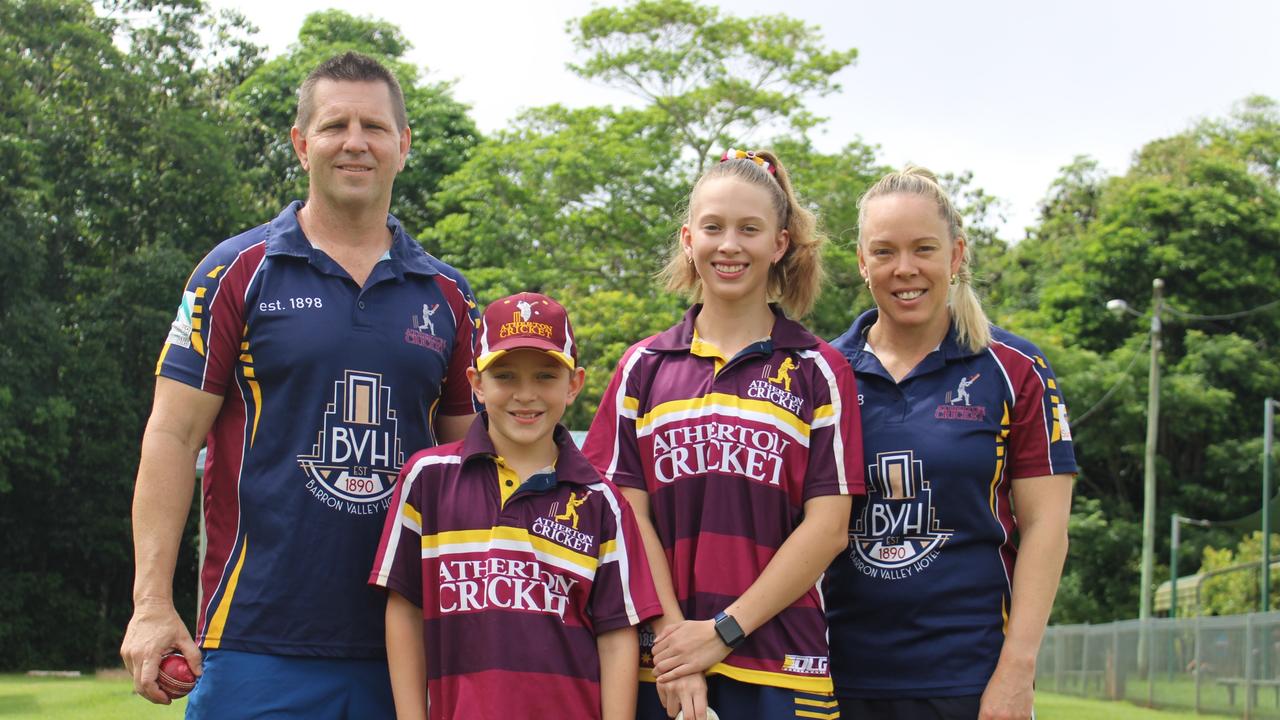 L-R: Kyell, Braxton, Indiana and Shannon Palmer all are associated with the Atherton Cricket Club. Picture: Jake Garland