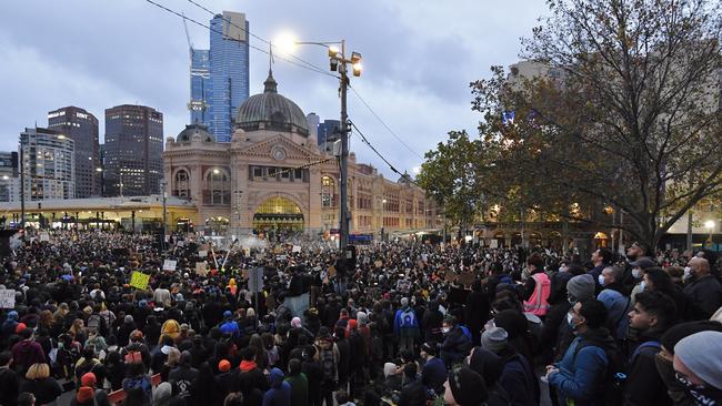 The Black Lives Matter rally in Melbourne in June. Picture: Jason Edwards