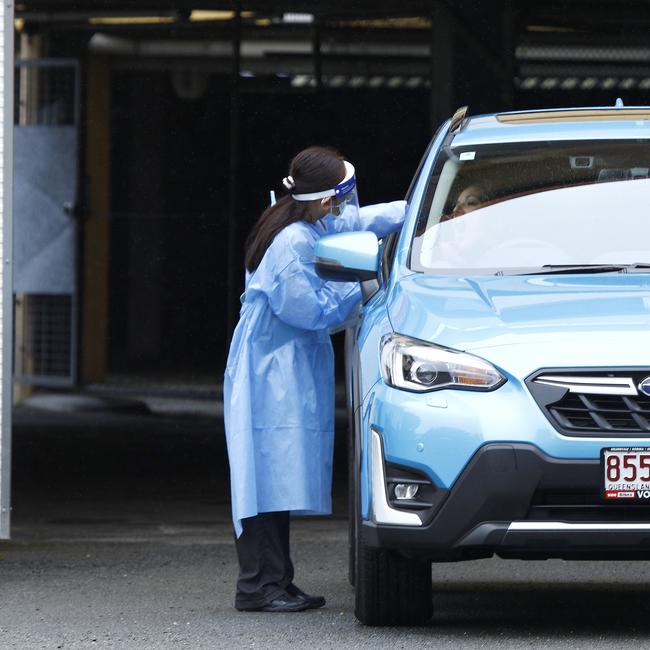 Day 2 in lockdown. Members of the public get tested for Covid in Nerang. Picture: Tertius Pickard