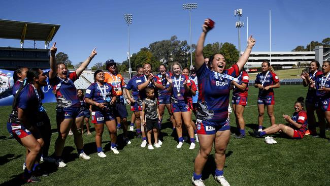 Player of the match Alafou Fatu fronts the Collies celebrations. Picture: John Appleyard