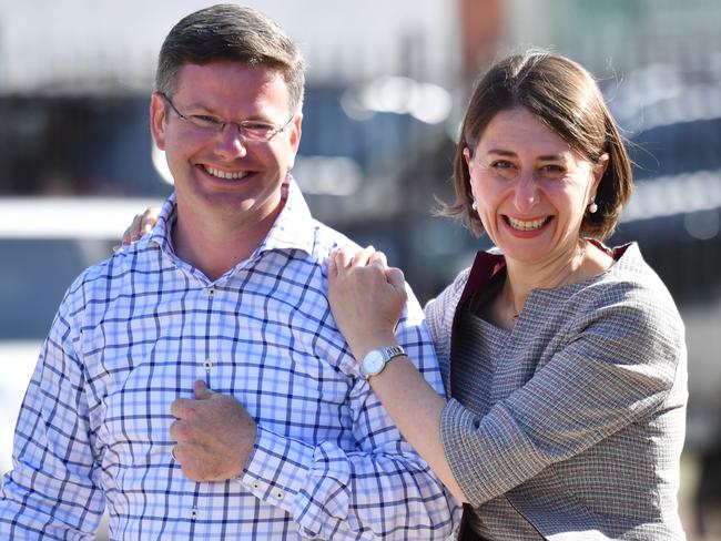 Mark Coure and Premier Gladys Berejiklian. Picture: Mick Tsikas/AAP