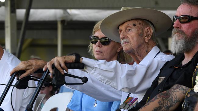 Former NT Administrator Austin Ash at the 81st commemoration of the Bombing of Darwin held at the cenotaph on the esplanade. Picture: (A) manda Parkinson