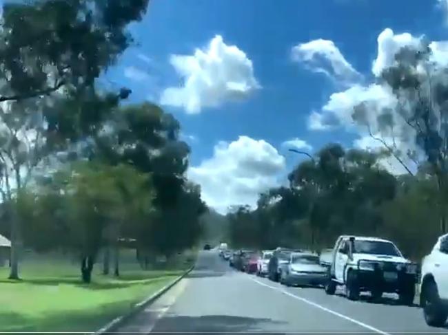 This was a queue for one COVID testing clinic in Rockhampton after a man visited Gladstone in March. Picture: Isla Stanich/Twitter/7NewsCQ