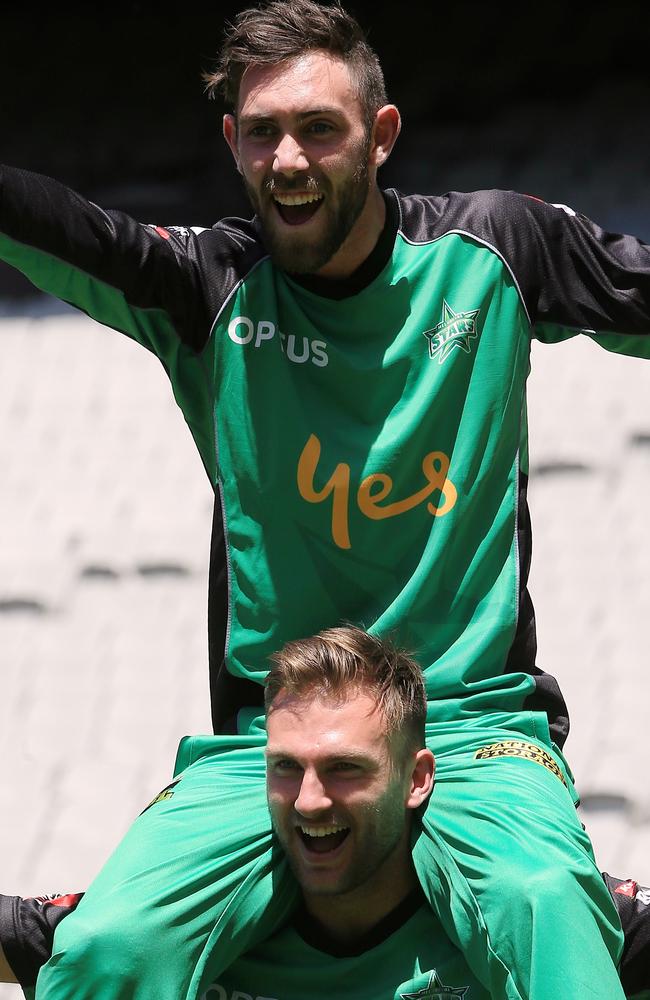 Glenn Maxwell and Jackson Coleman. Picture: Wayne Ludbey
