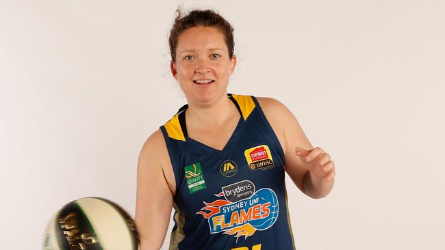 Sarah Graham is back in her Flames uniform after an off-season as a Hornsby basketball coach. Pic: Geoff Tripp.