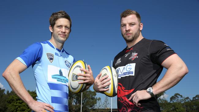 Captains Hayden McCaa (Helensvale Hogs) and Jaye Paton (Griffith University Colleges Knights) will face off again in round one. Picture Glenn Hampson