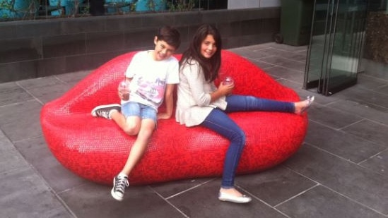 The Red Lips couch at Southbank made by mosaic artist Rob Di Virgilio.