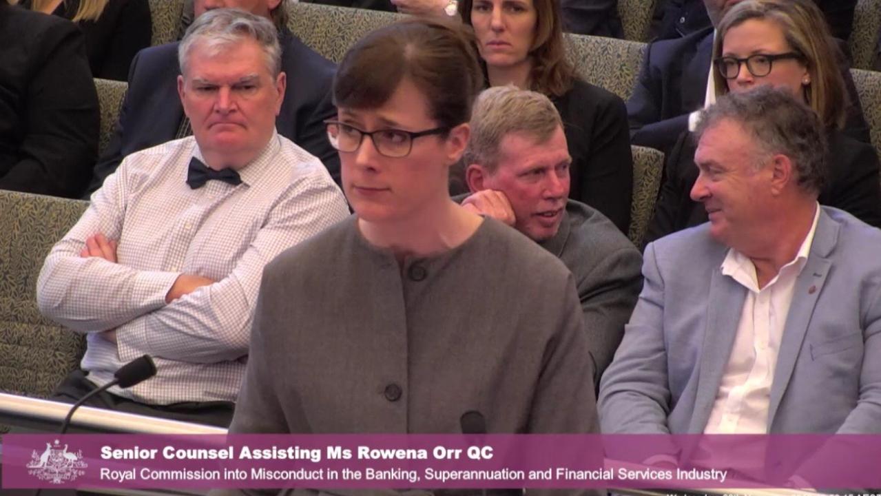 An unimpressed Rowena Orr QC at the banking royal commission. Picture: Supplied