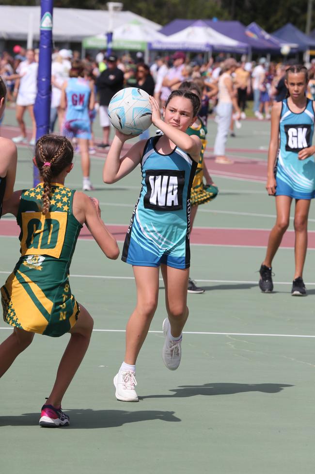 The Netball Qld Primary Schools Cup grand finals are being held at the Hinterland District Netball Association at Mudgeeraba. Homies (home schooled kids) vs Gilston. Picture: Mike Batterham.