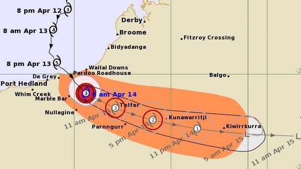 Tropical Cyclone Ilsa is tracking towards the NT border. Picture: Bureau of Meteorology