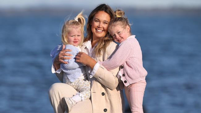 Amie Rohan with daughters Bella and Sadie. Picture: David Caird