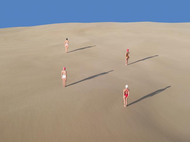 ** FEES APPLY - ONE TIME USE ONLY - PLEASE SPEAK TO DT PIC DESK ***  brad Walls is a Fine Art Aerial Photographer from Sydney. His new series is  titled Detached in Harmony, drawing inspiration from the pandemic, as well as from a renowned 40s fashion photographer. The shoot was held at the Stockton Sand Dunes on NSW mid-north coast. MUST CREDIT   @bradscanvas