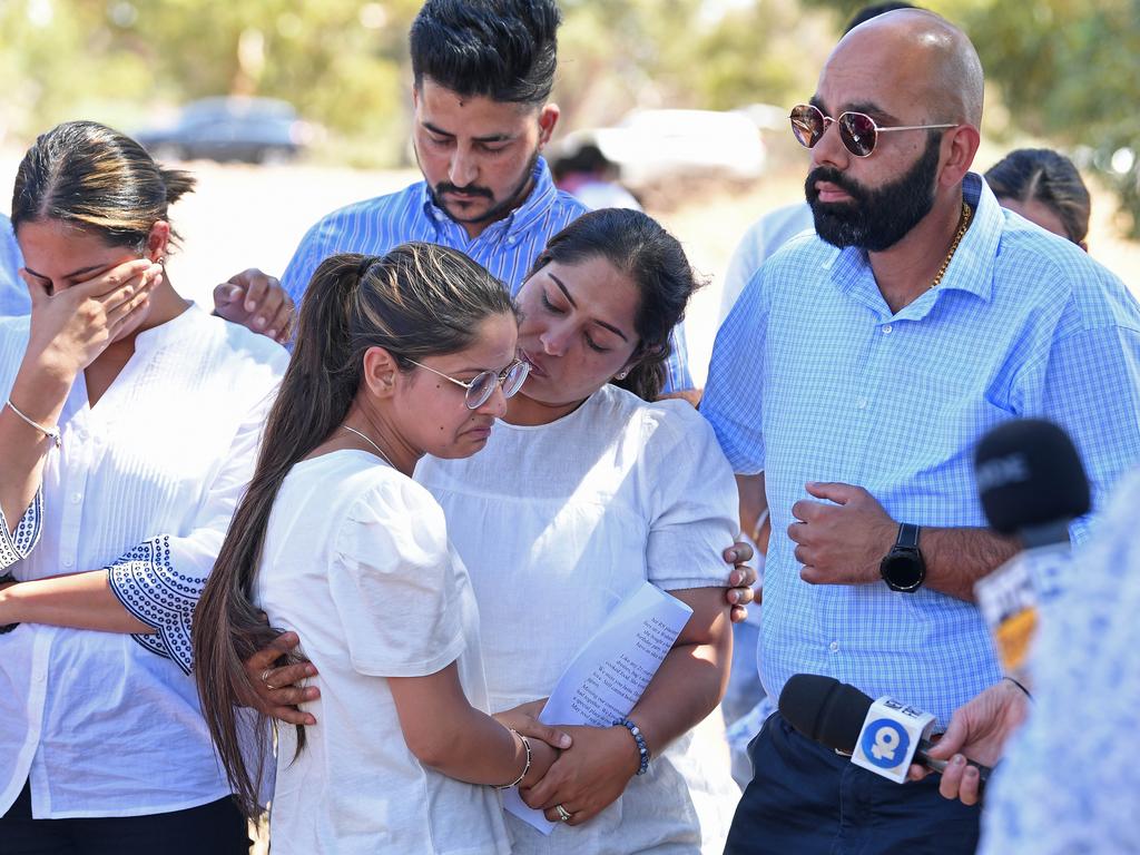 Ms Kaur’s grieving family visited the site where her body was discovered buried in the Flinders Ranges. Picture: Tom Huntley