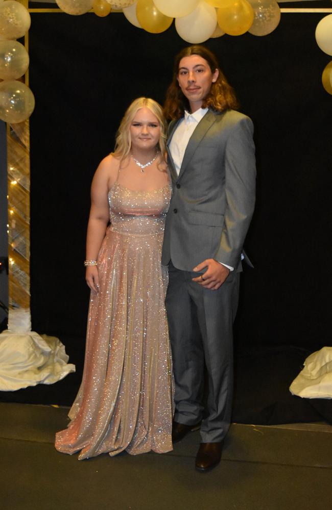 Hayley Poole and Zane Schultz at the 2022 Kawana Waters State College formal. Picture: Sam Turner