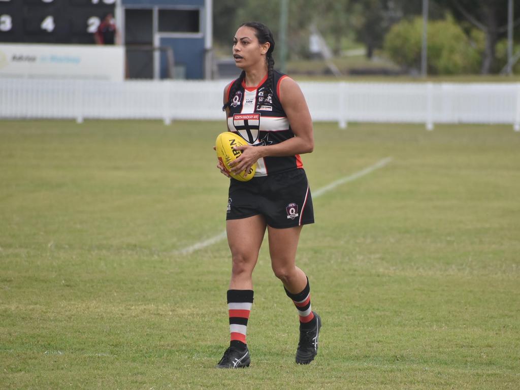 Simone Butschle in the North Mackay Saints and Eastern Swans clash in the senior women's McDonald's Mackay Cup, August 21, 2021. Picture: Matthew Forrest
