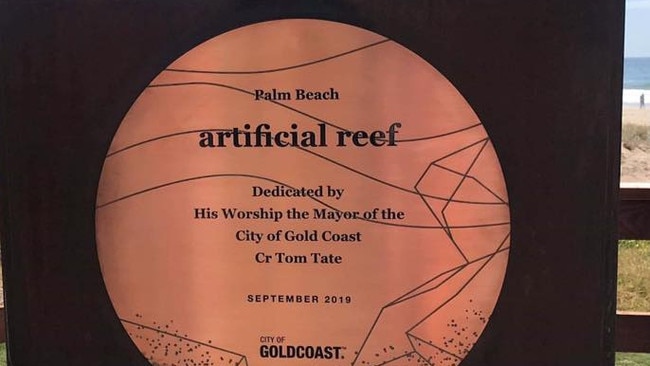 The plaque unveiled at Palm Beach. Picture: Facebook/Daphne McDonald