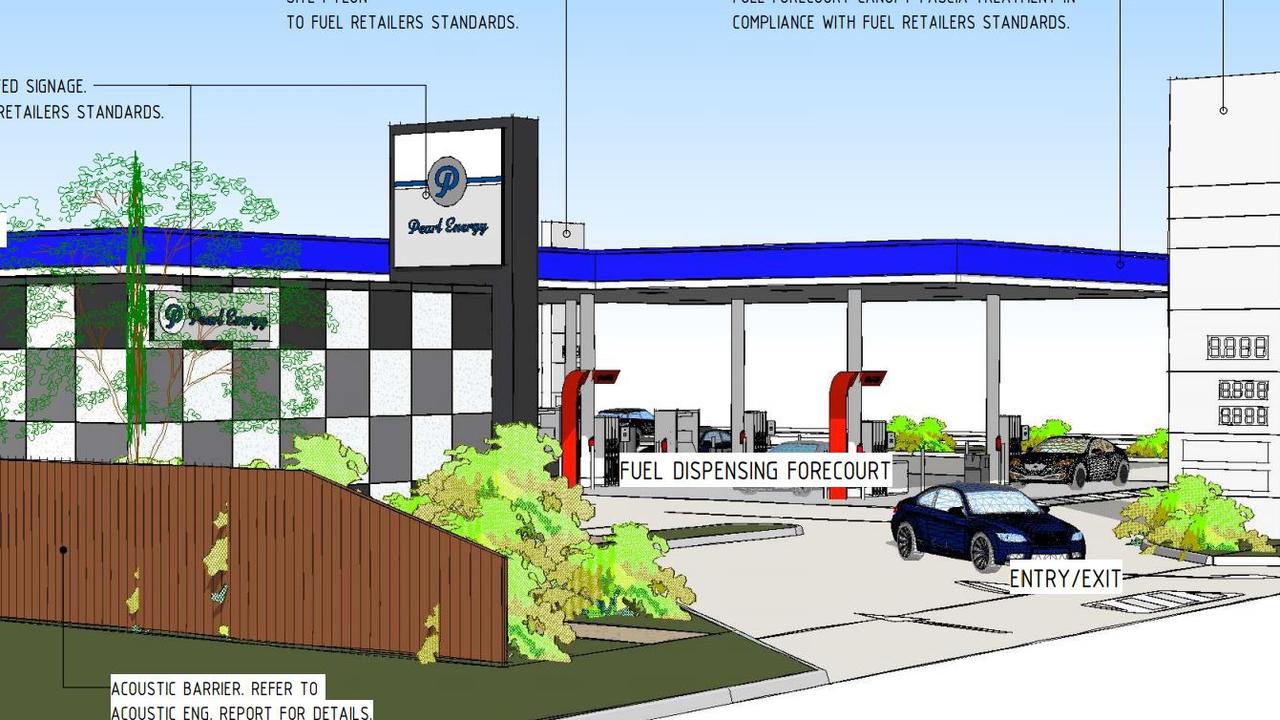 Proposed Pearl Energy signage for a new service station on Taylor Street in Newtown, which is being developed by Keith Beer.