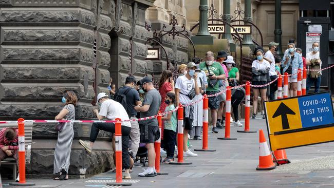 Thousands of Victoria are turning out daily to get Covid tests. Picture: David Geraghty