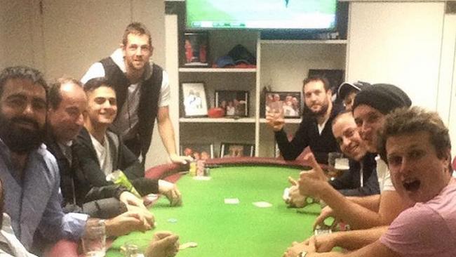 Hodge pictured at the poker night with friends. Picture: Instagram