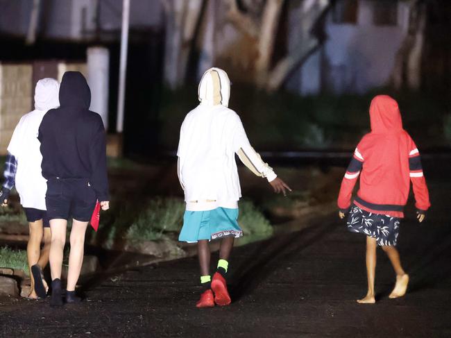 HOLD COURIER MAIL EMBARGO 25TH FEB  A goup of youth roaming the street at 12:30am, youth crime in Mount Isa. Picture: Liam Kidston