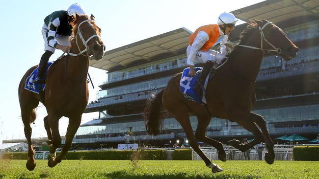 Montefilia edged out Hungry Heart to win the Flight Stakes. Picture: Getty Images