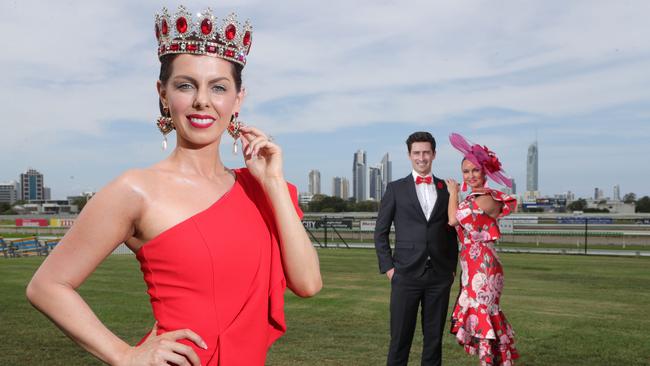 Getting ready for a weekend of Jewel Raceday fashion at Gold Coast Turf Club are from left, Brittany Baldwin, Mitchell Clough and Renee Innes. Picture Glenn Hampson