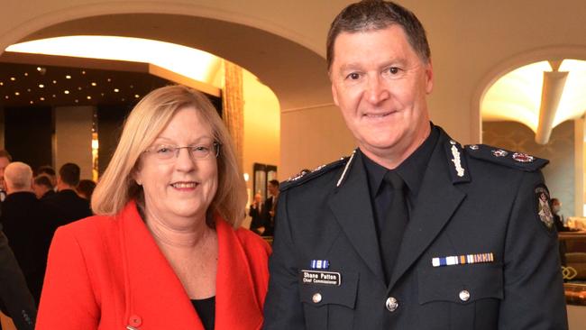 Lisa Neville and Chief Commissioner Shane Patton at the Police Veterans Victoria corporate lunch. Picture: Fiona Byrne