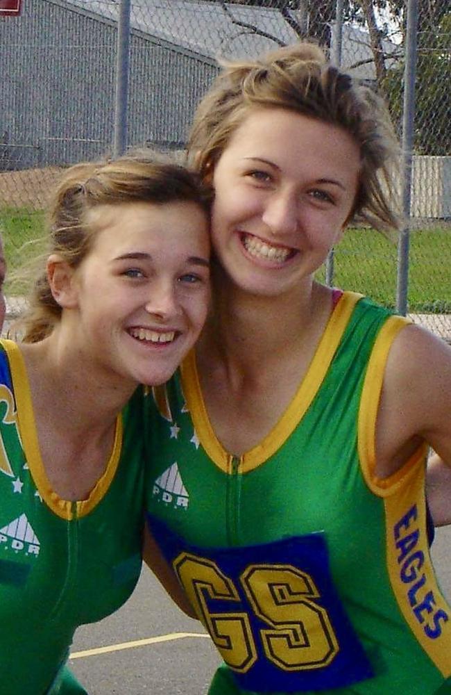 Origin Diamonds player Sarah Klau (right) as a junior