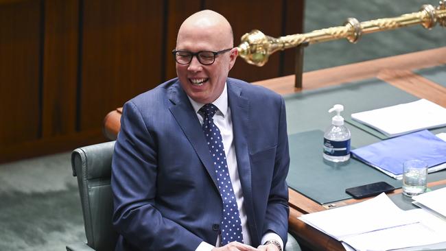 Opposition Leader Peter Dutton has urged voters in the Fadden by-election to send Prime Minister Anthony Albanese a “very clear message that you’re not happy”. Picture: NCA NewsWire / Martin Ollman