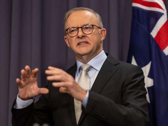 CANBERRA, AUSTRALIA - NewsWire Photos MARCH 29, 2023: Prime Minister, Anthony Albanese with the Minister for Industry and Science, Ed Husic spoke to the media during a press conference in Parliament House in Canberra.Picture: NCA NewsWire / Gary Ramage