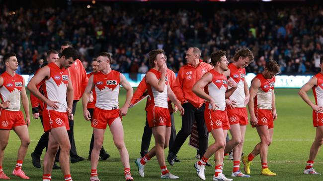 The Swans were demoralised in Adelaide. Picture: James Elsby/AFL Photos via Getty Images