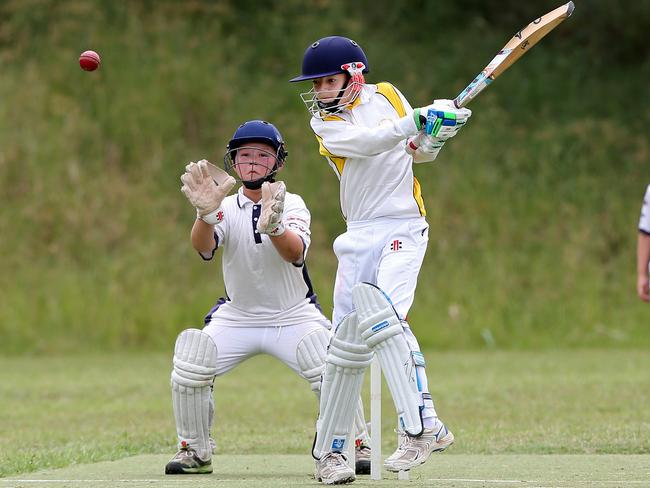 Jack Jarvis batting during the under 11 junior cricket grand final between Tahmoor (batting) v Campbelltown Westerners at Jackson Park Woodbine. Picture: Jonathan Ng