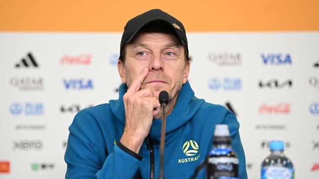 Tony Gustavsson, seen here during his pre-match press conference on Friday, has been linked with the USWNT job. (Photo by Justin Setterfield/Getty Images)