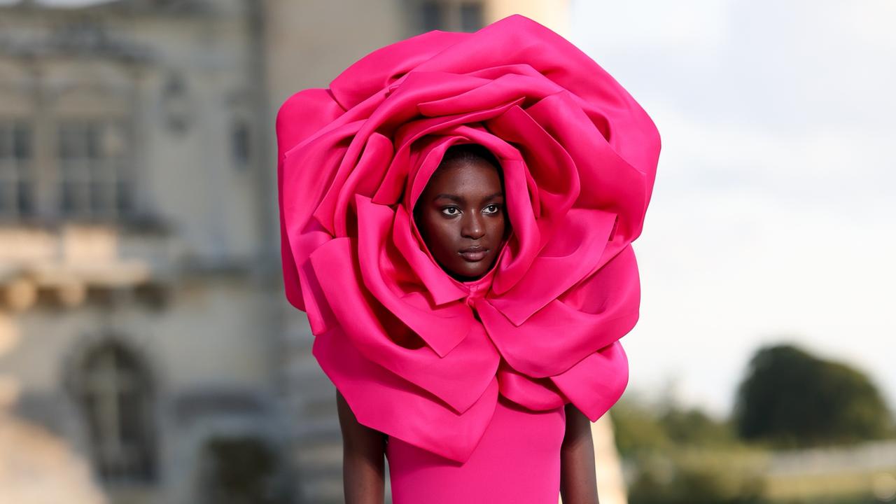 A rose for your thoughts! Valentino’s show at Chateau de Chantilly in Paris. Picture: Getty Images