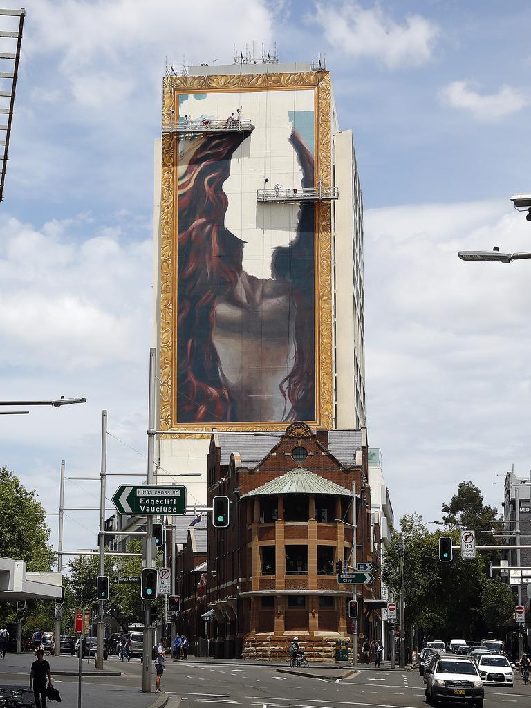 Eleven artists have spent more than two weeks bringing the 36-metre artwork to life. Picture: Sam Ruttyn